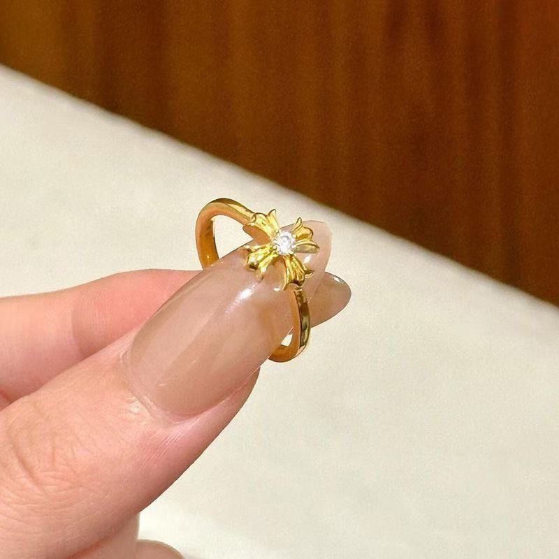 クロスリング メンズ＆レディース スターリングシルバー レトロ ゴールド ダイヤモンド 高級 ラグジュアリー