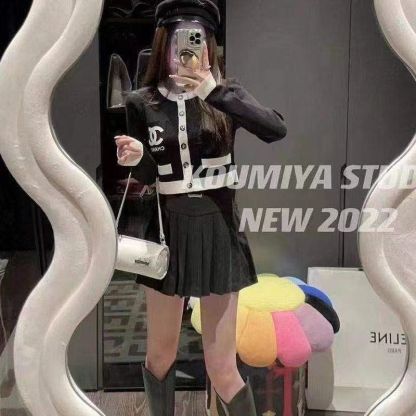 『S-L』秋冬の新作コントラストカラーニット長袖カーディガンセーター