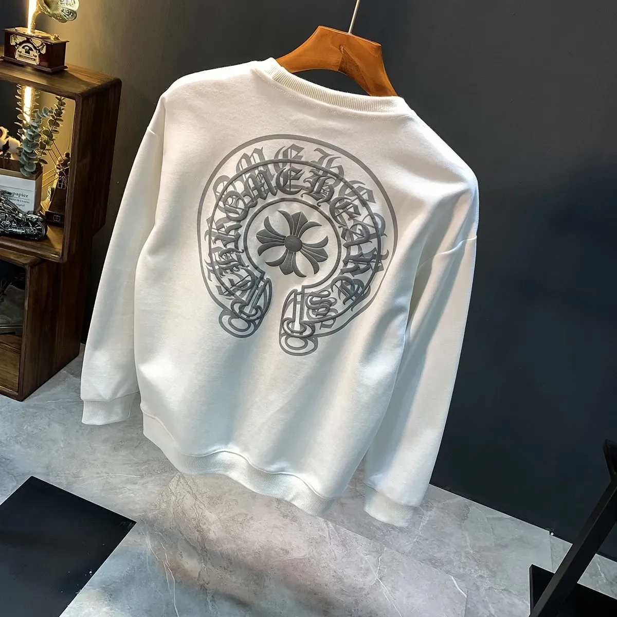 【M-4XL】ファッションブランドのスウェットシャツ秋冬新作プラスベルベット厚手カジュアルラウンドネックルーズジャケット