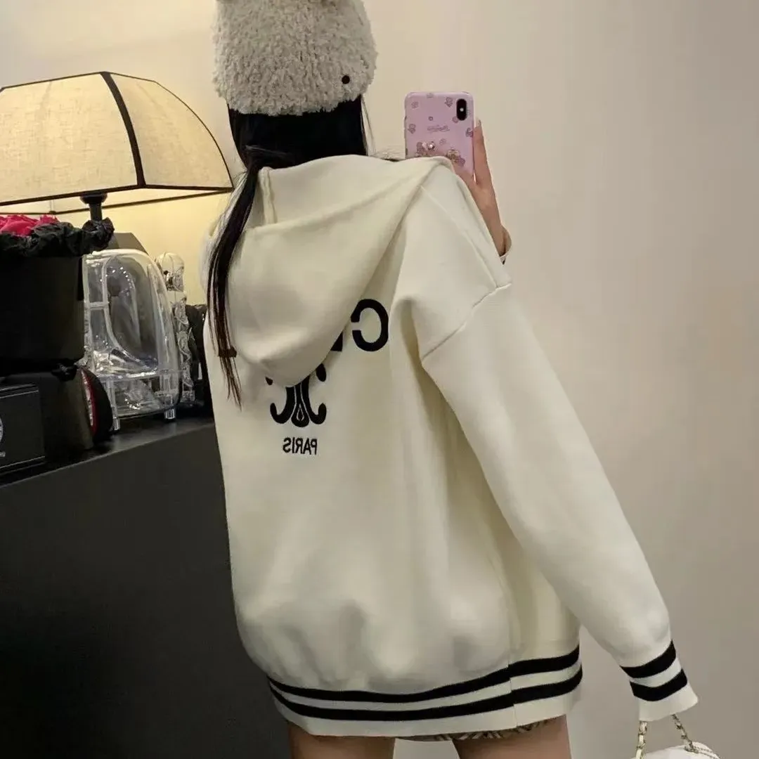 『フリーサイズ』アメリカンレトロな白いベースボールジャケットニットセータートップ