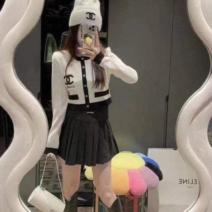 『S-L』秋冬の新作コントラストカラーニット長袖カーディガンセーター