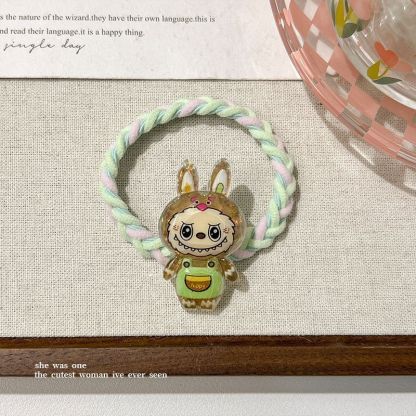 Labubuキュートで甘いドーパミン高弾性ゴムバンドダブルポニーテールヘアロープヘアリング