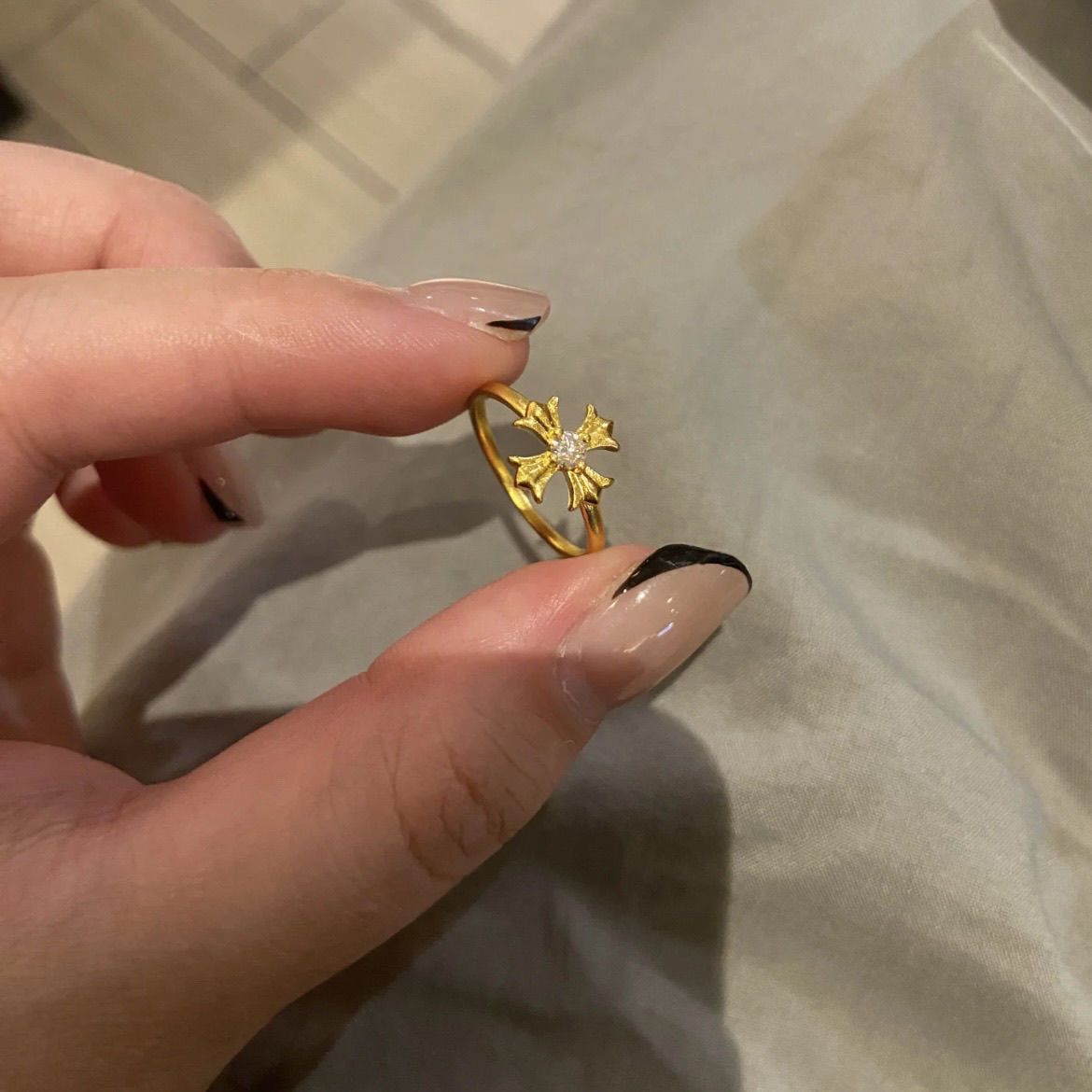 クロスリング メンズ＆レディース スターリングシルバー レトロ ゴールド ダイヤモンド 高級 ラグジュアリー