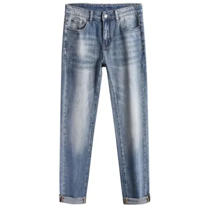 『28-38』新作メンズジーンズ、春夏、薄手、ストレッチ、エンボス加工カジュアルパンツ