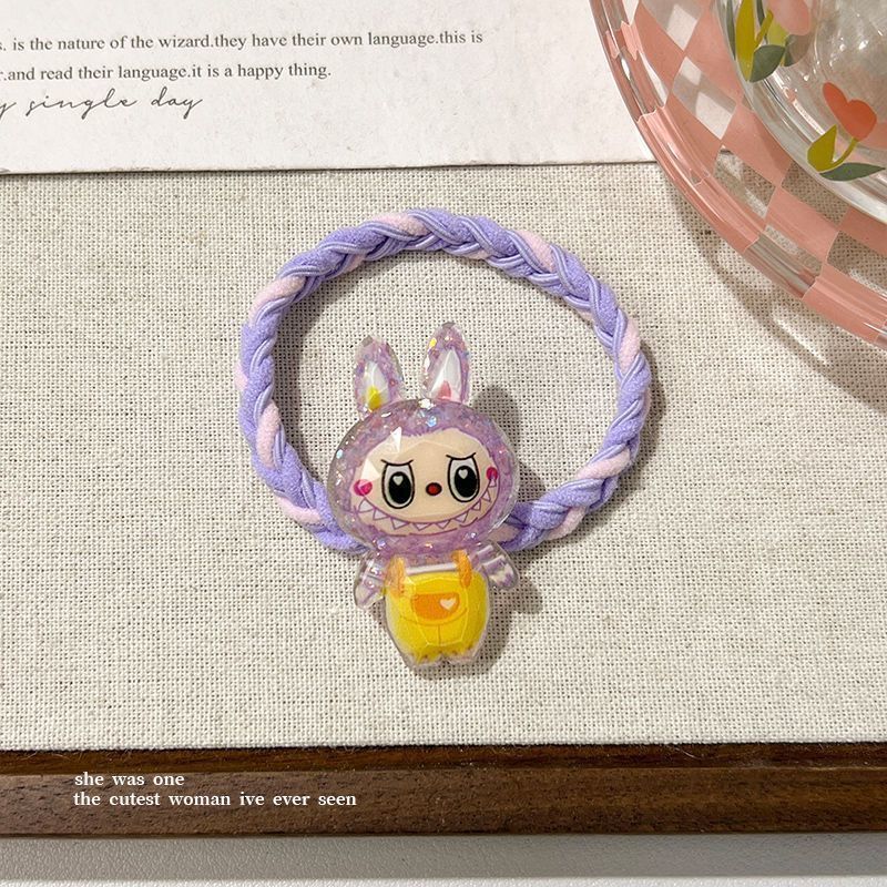 Labubuキュートで甘いドーパミン高弾性ゴムバンドダブルポニーテールヘアロープヘアリング