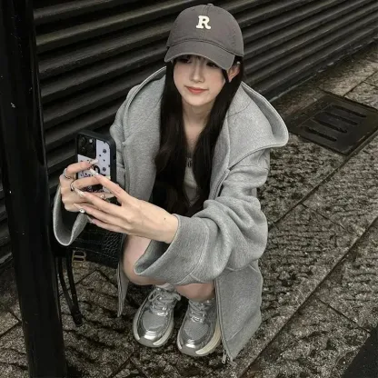 質感のいい 好感度100％ おすすめ オーバーサイズ 日常 シンプル フード付き 長袖 アウター