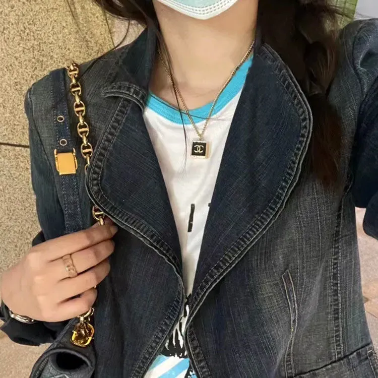 新しいスクエアゴールドレンガネックレス気質多用途鎖骨