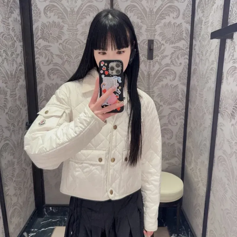 『S-L』好感度UP 元気いっぱい フェミニン シングルブレスト クルーデュロンジャケットアウター