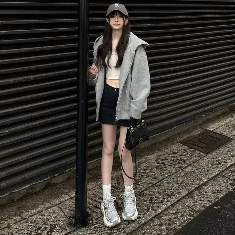 質感のいい 好感度100％ おすすめ オーバーサイズ 日常 シンプル フード付き 長袖 アウター