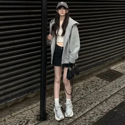 質感のいい 好感度100％ おすすめ オーバーサイズ 日常 シンプル フード付き 長袖 アウター