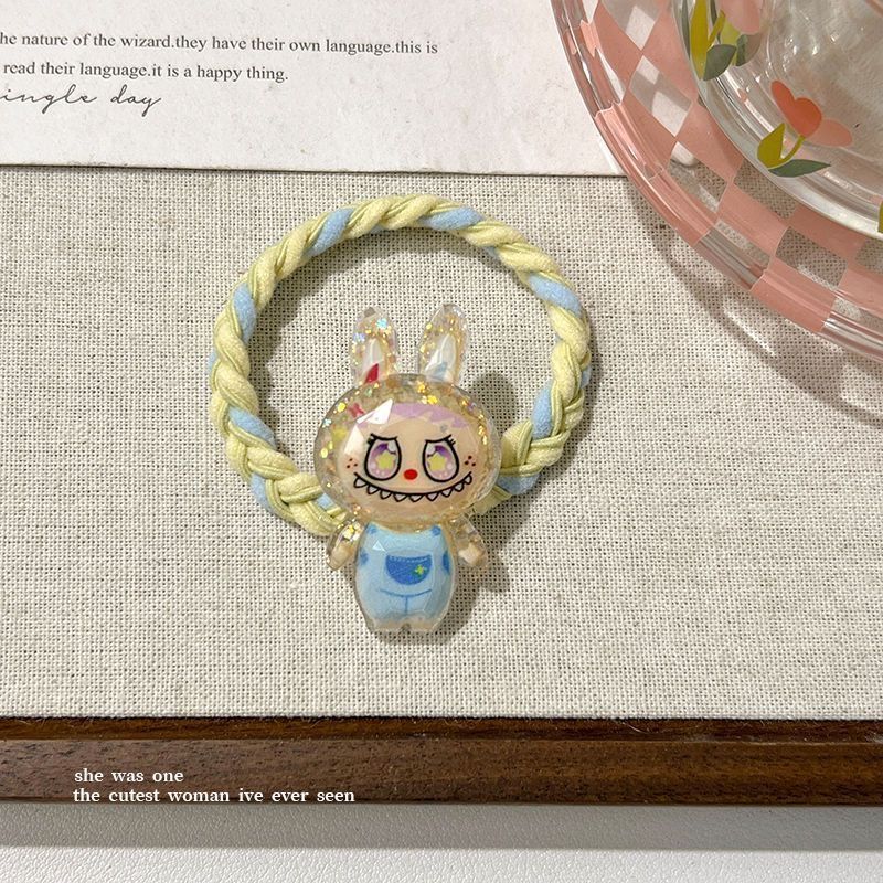 Labubuキュートで甘いドーパミン高弾性ゴムバンドダブルポニーテールヘアロープヘアリング