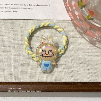 Labubuキュートで甘いドーパミン高弾性ゴムバンドダブルポニーテールヘアロープヘアリング