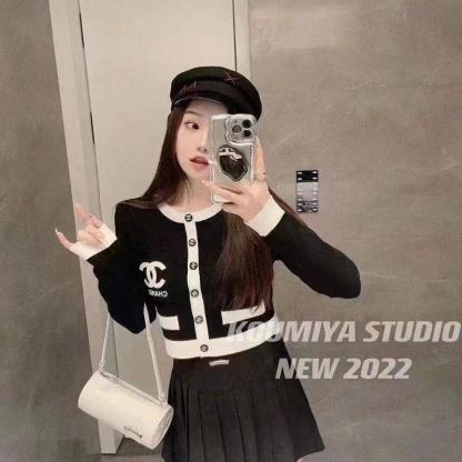 『S-L』秋冬の新作コントラストカラーニット長袖カーディガンセーター