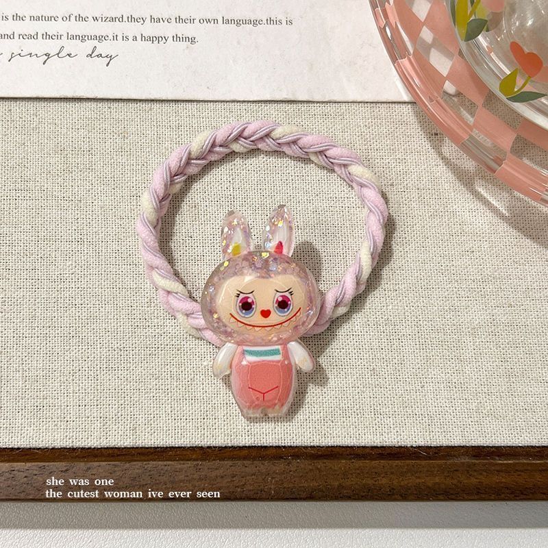 Labubuキュートで甘いドーパミン高弾性ゴムバンドダブルポニーテールヘアロープヘアリング