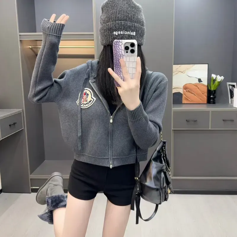 『S-L』秋冬新作 ジッパー付きニット 厚手カーディガンジャケット レディース