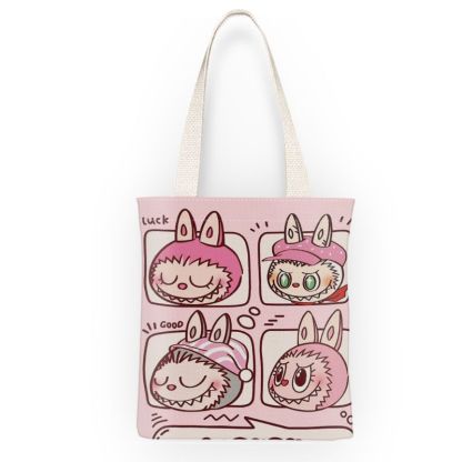 Labubu キャンバスバッグ 女子学生 かわいい 家庭教師用ハンドバッグ カジュアル ショルダーバッグ ショッピングバッグ Labubu キャンバスバッグ