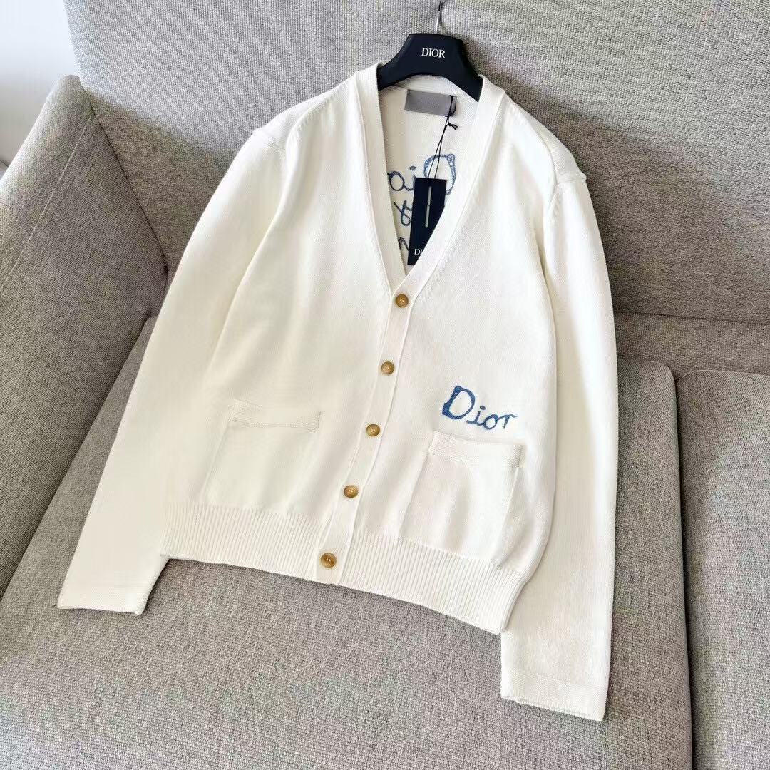 女性のためのファッショナブルなカーディガン、文字刺繍カーディガン、ゆったりとした万能な長袖ニットセータージャケット