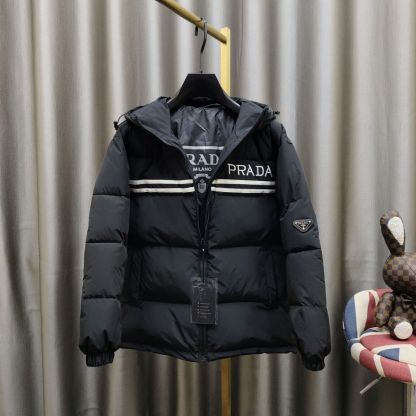 人気の刺繍入りフード付きメンズゆったり厚手カジュアルストライプコットンコート