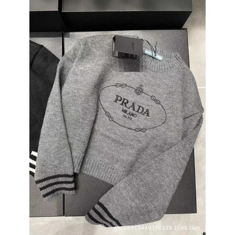 『S-XL』通気性良い アルファベット 刺繍 ラウンドネック 合わせやすい カジュアル ニットセーター