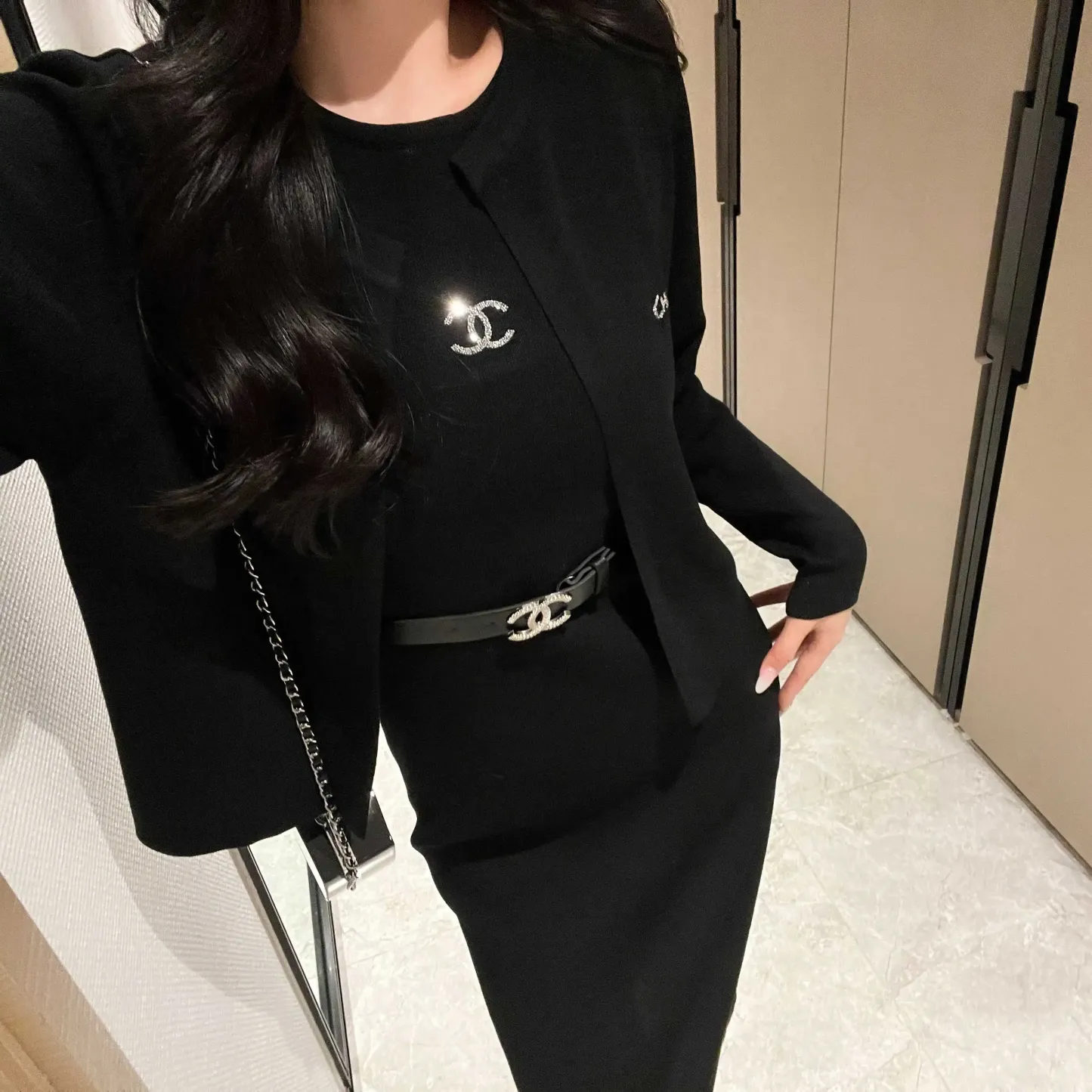 『S-L』セットアップ 高級感 着心地良い ファッション エレガント 無地 着瘦せ 快適 ワンピース＋アウター