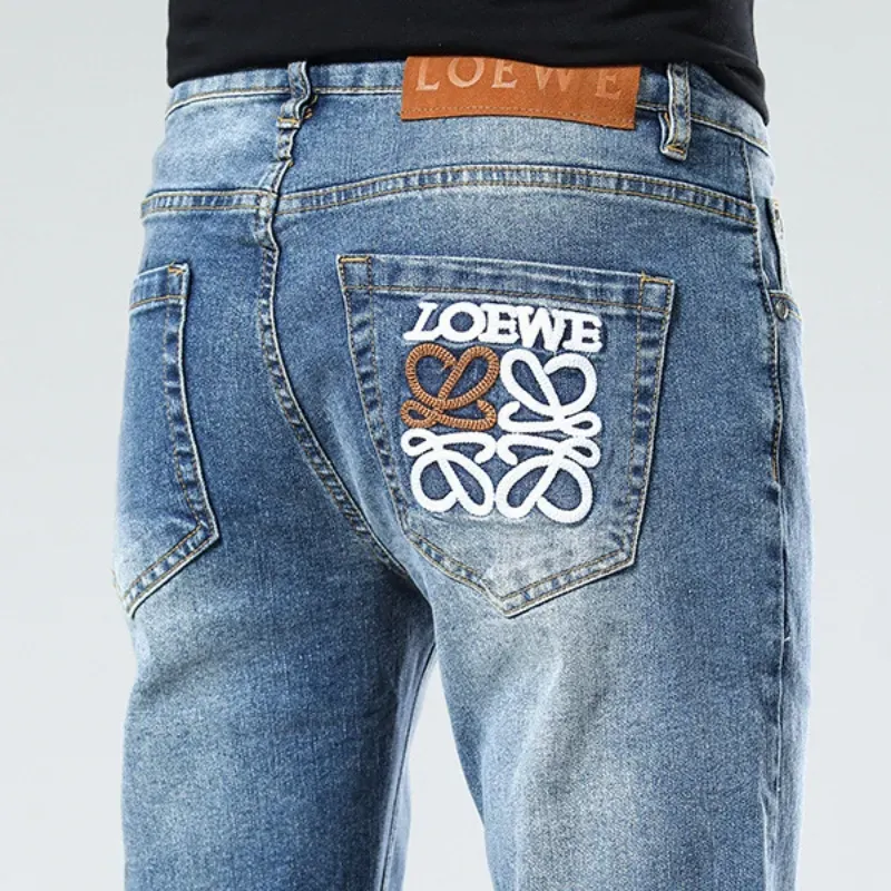 『S-3XL』春季 スリム 重工 刺繍 伸縮性 ヴィンテージ メンズデニムパンツ