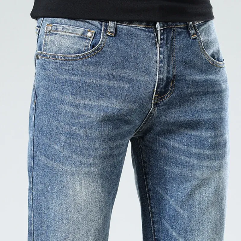 『S-3XL』春季 スリム 重工 刺繍 伸縮性 ヴィンテージ メンズデニムパンツ