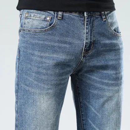 『S-3XL』春季 スリム 重工 刺繍 伸縮性 ヴィンテージ メンズデニムパンツ