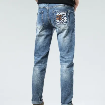 『S-3XL』春季 スリム 重工 刺繍 伸縮性 ヴィンテージ メンズデニムパンツ