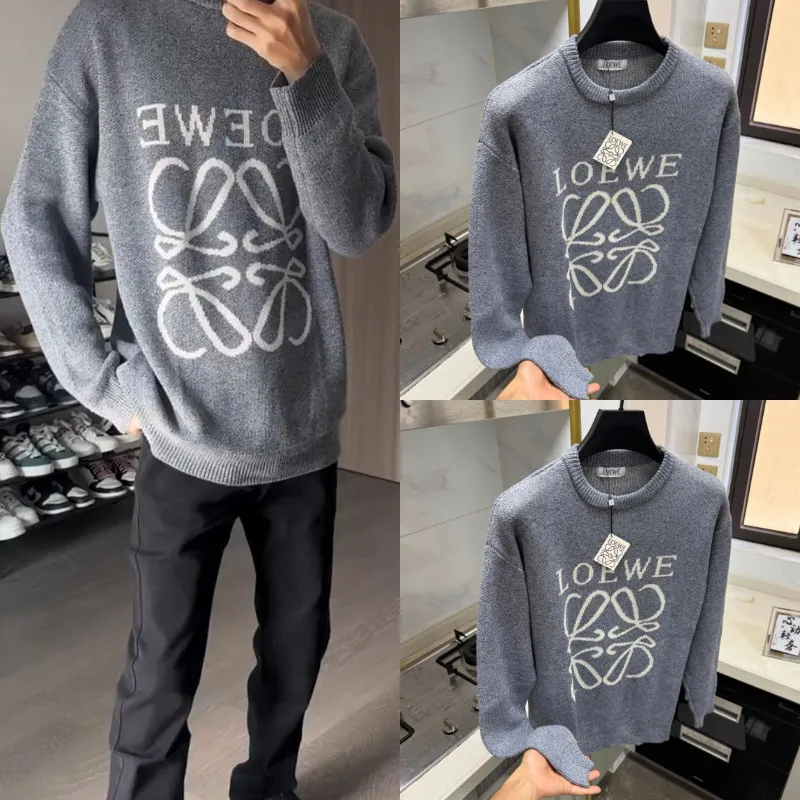 男女兼用で人気のNO.1レターラウンドネックセーター、多用途でカジュアルなルーズニットセーター