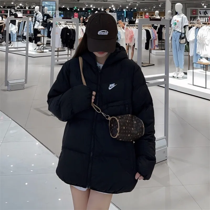 『M-2XL』好感度100％ 質感のいい ファッション 配色 ふわふわ フード付き ジッパー 冬 ダウンアウター