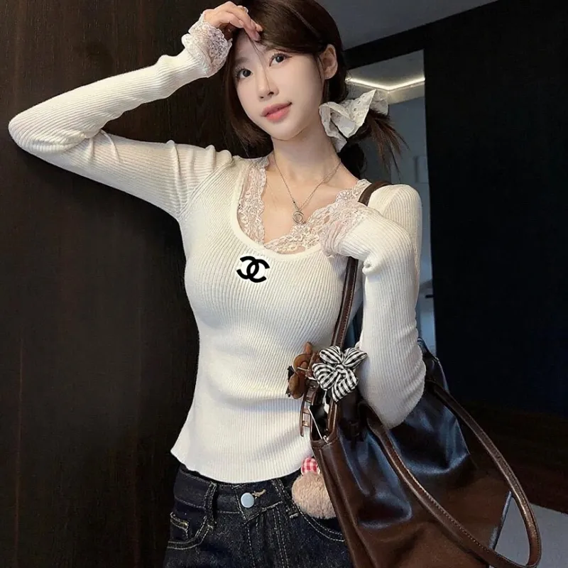 『S-L』絶対流行 魅力的 レトロ Vネック レース トップス