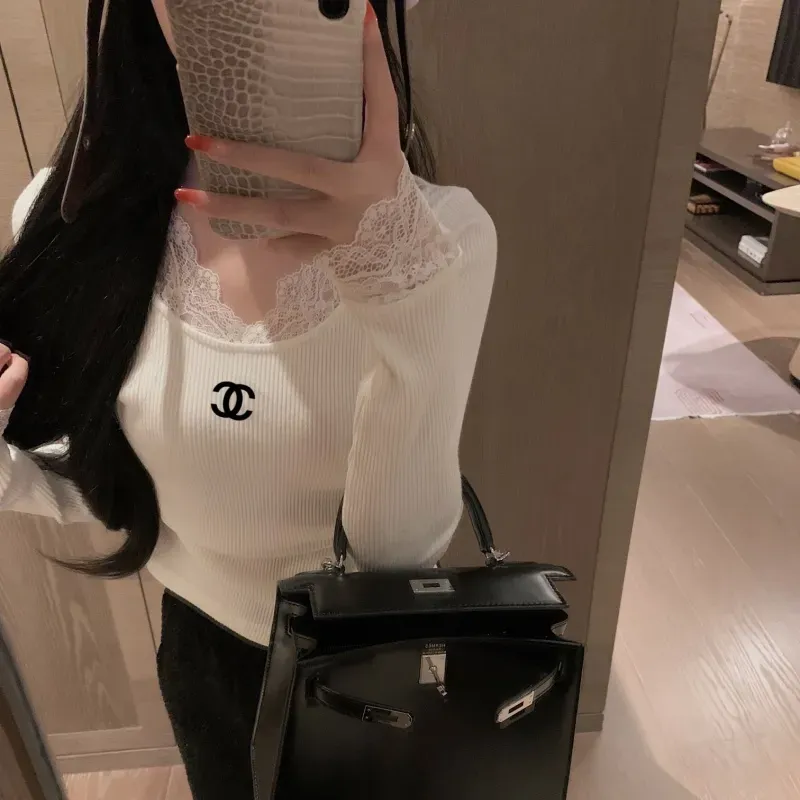 『S-L』絶対流行 魅力的 レトロ Vネック レース トップス