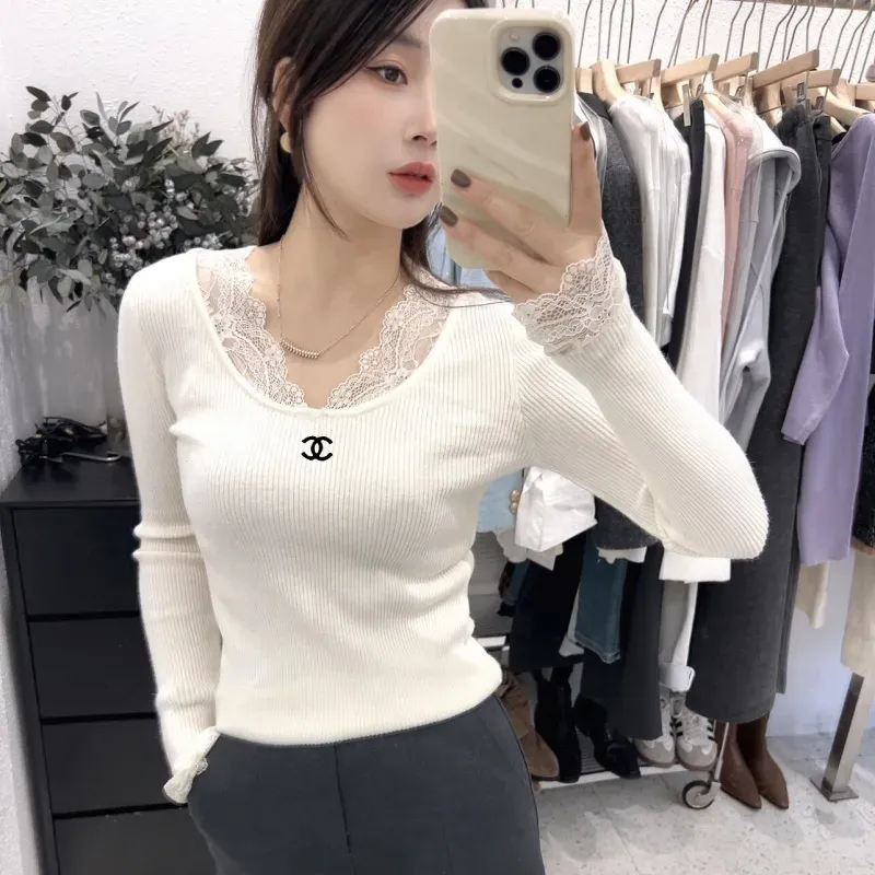 『S-L』絶対流行 魅力的 レトロ Vネック レース トップス