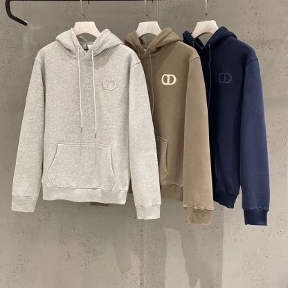 新作人気の刺繍入り秋冬フード付きスウェットシャツ、裏起毛、ユニセックスのゆったりカジュアルトップス。