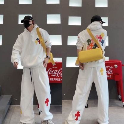 秋の新入荷 - メンズ アメリカントレンド ハイストリート フード付きスウェットシャツとスウェットパンツ カジュアルスーツ