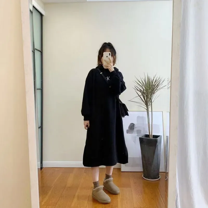 薄いフリース 好感度UP 激売れ中 オーバーサイズ カジュアル 超ファッション 長袖 ワンピース