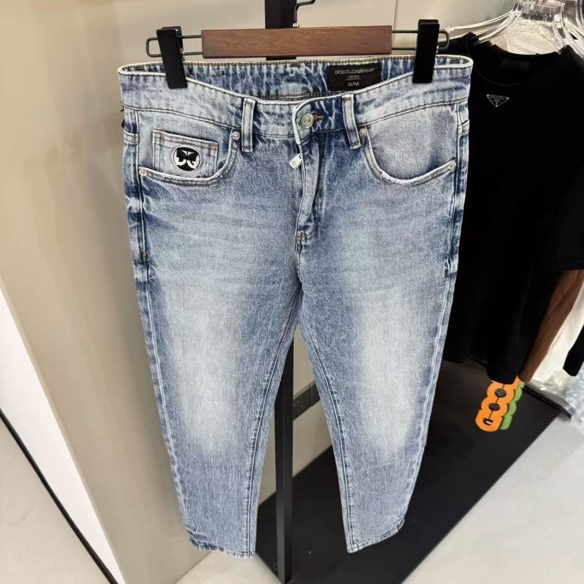 高級刺繍入りトレンドブランドパンツジーンズメンズ新作カジュアルパンツ