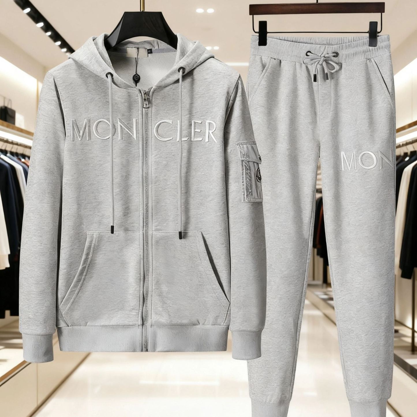 新作秋冬メンズスポーツスーツカーディガンルーズフード付きジャケットツーピースセット