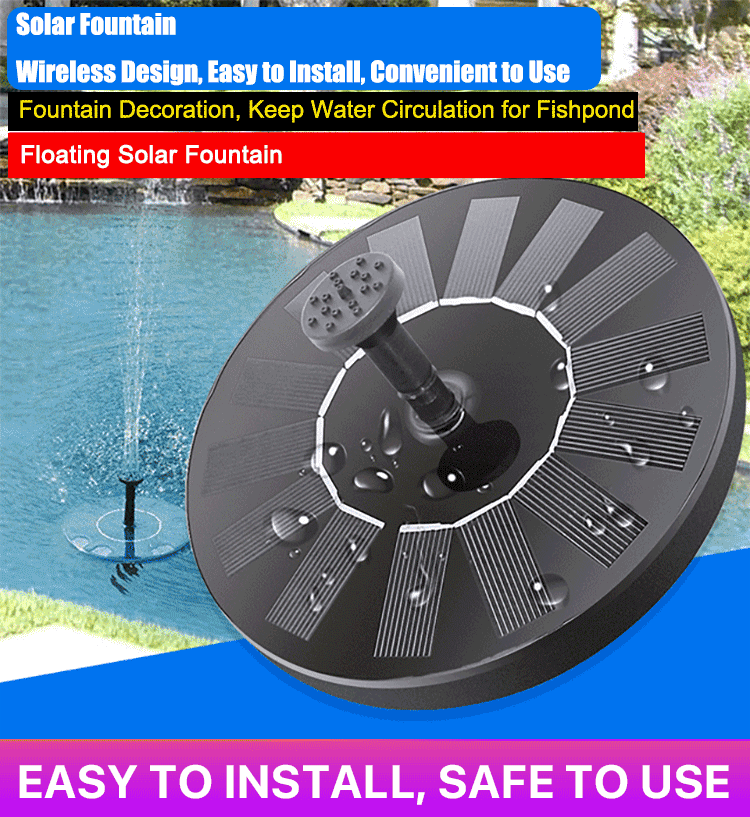 Solar-powered floating fountain☀️Solar powered, no electricity required