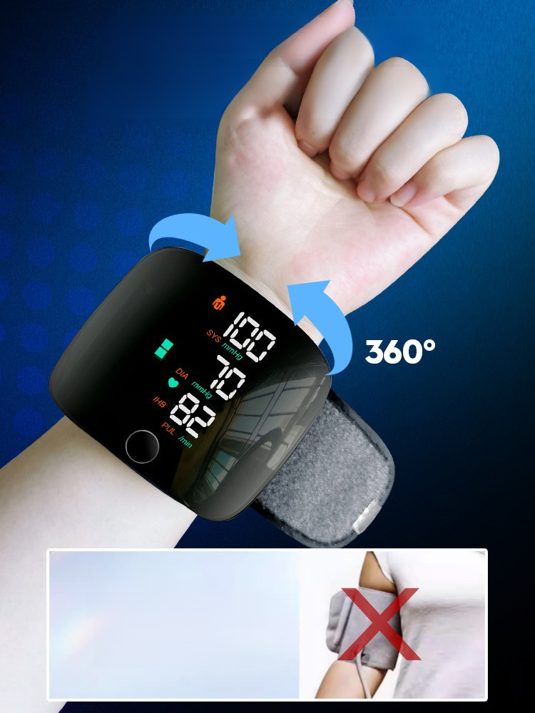 Large Screen Digital Wrist Blood Pressure Meter with Voice Prompt