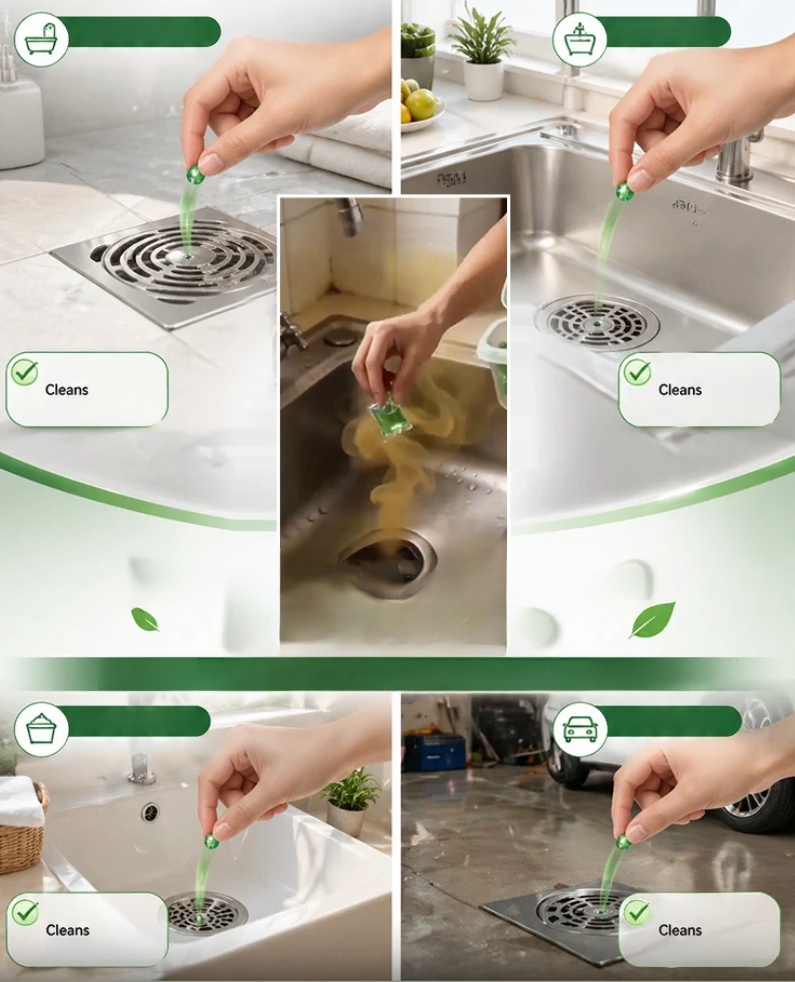 [One capsule solves the problem of smelly mosquitoes] 3-in-1 drain cleaner beads