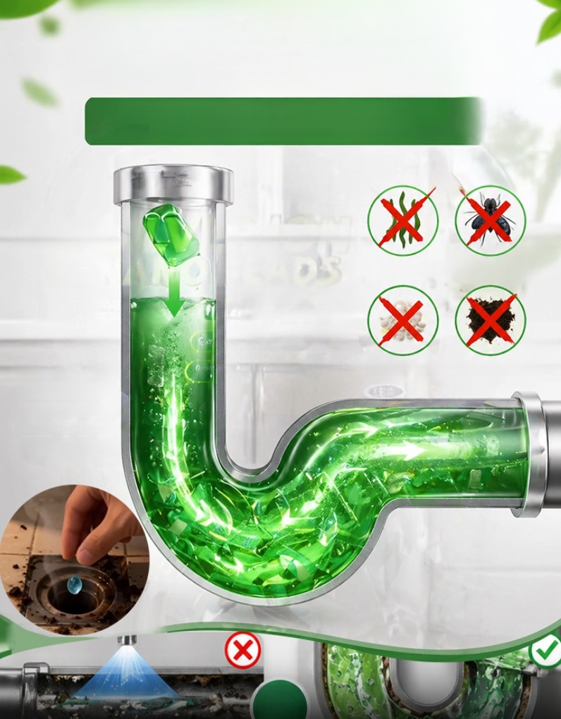 [One capsule solves the problem of smelly mosquitoes] 3-in-1 drain cleaner beads