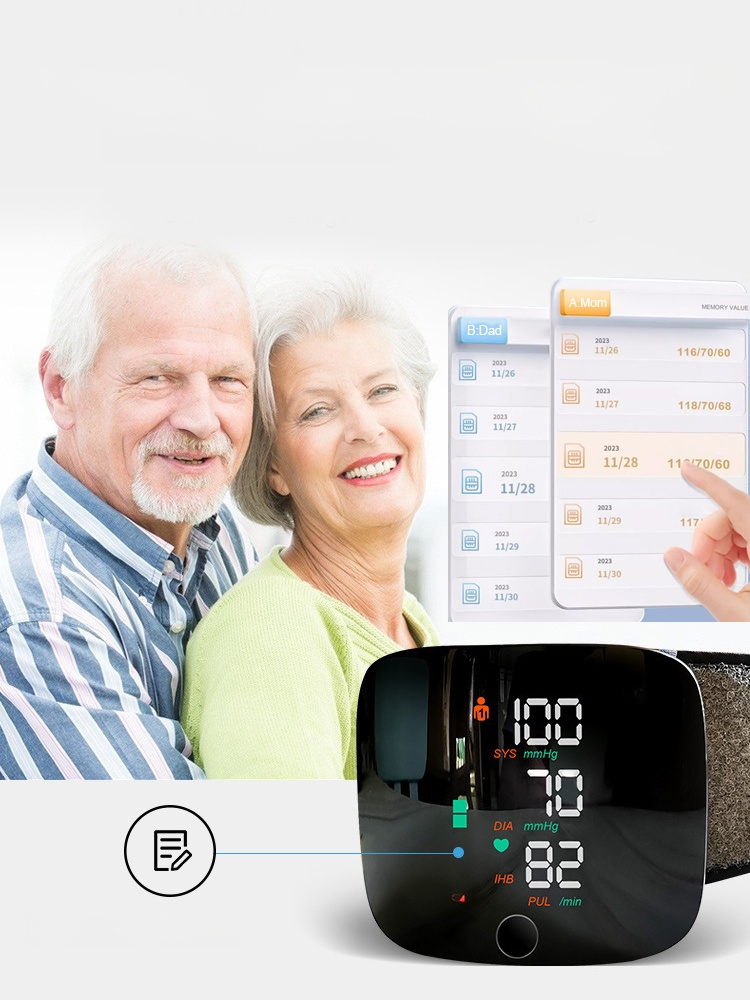 Large Screen Digital Wrist Blood Pressure Meter with Voice Prompt