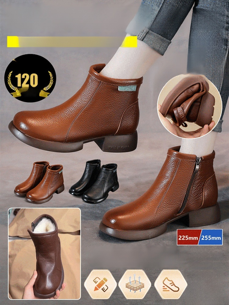 清倉處理一批低價保暖羊毛靴！ 頭層牛皮，厚實羊毛內裡，蓬鬆保暖 增高顯瘦/足弓支撐/軟底舒適，每天行走不累腳！