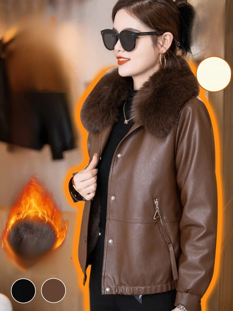 寒流來襲不再怕冷。加絨加厚皮衣具備強效防風與內層蓄熱功能，一件抵多件，俐落挺版設計適合機車通勤與休閒場合。