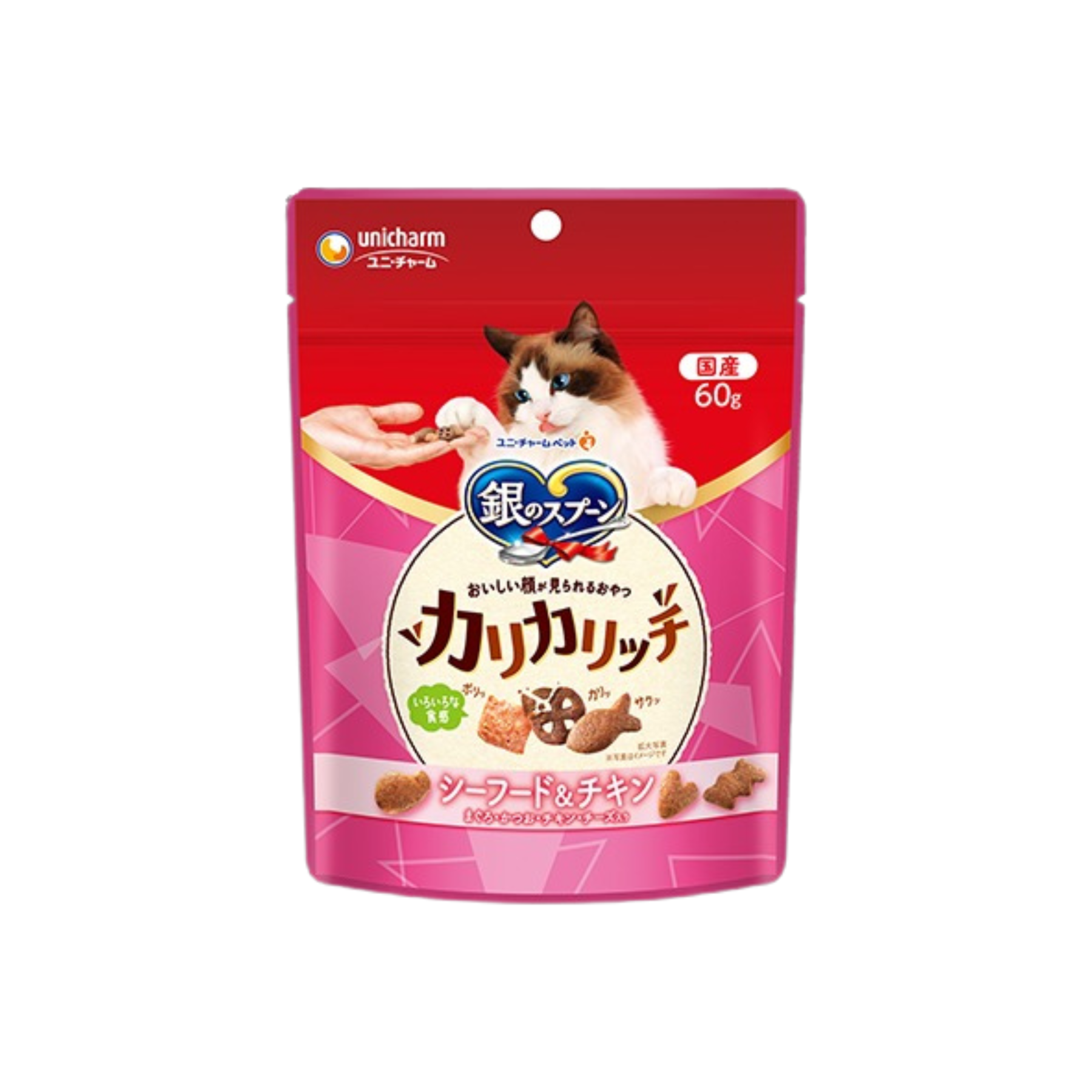 unicharm-*銀匙 - 貓咪脆餅60g(雞肉&海鮮味)(4520699660324)[平行進口]
