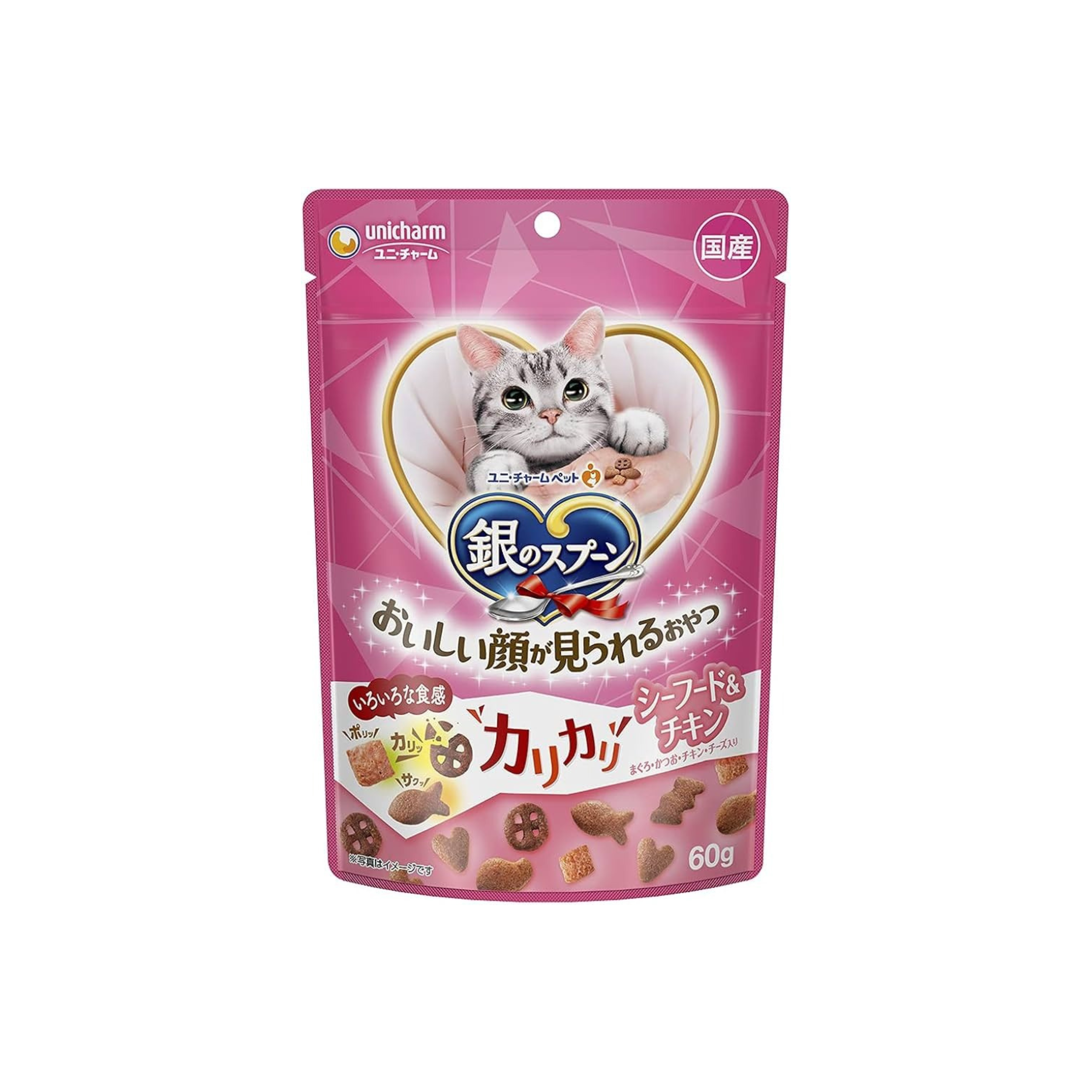 unicharm-*銀匙 - 貓咪脆餅60g【海鮮味腎臓健康配方】(4520699660966)[平行進口]