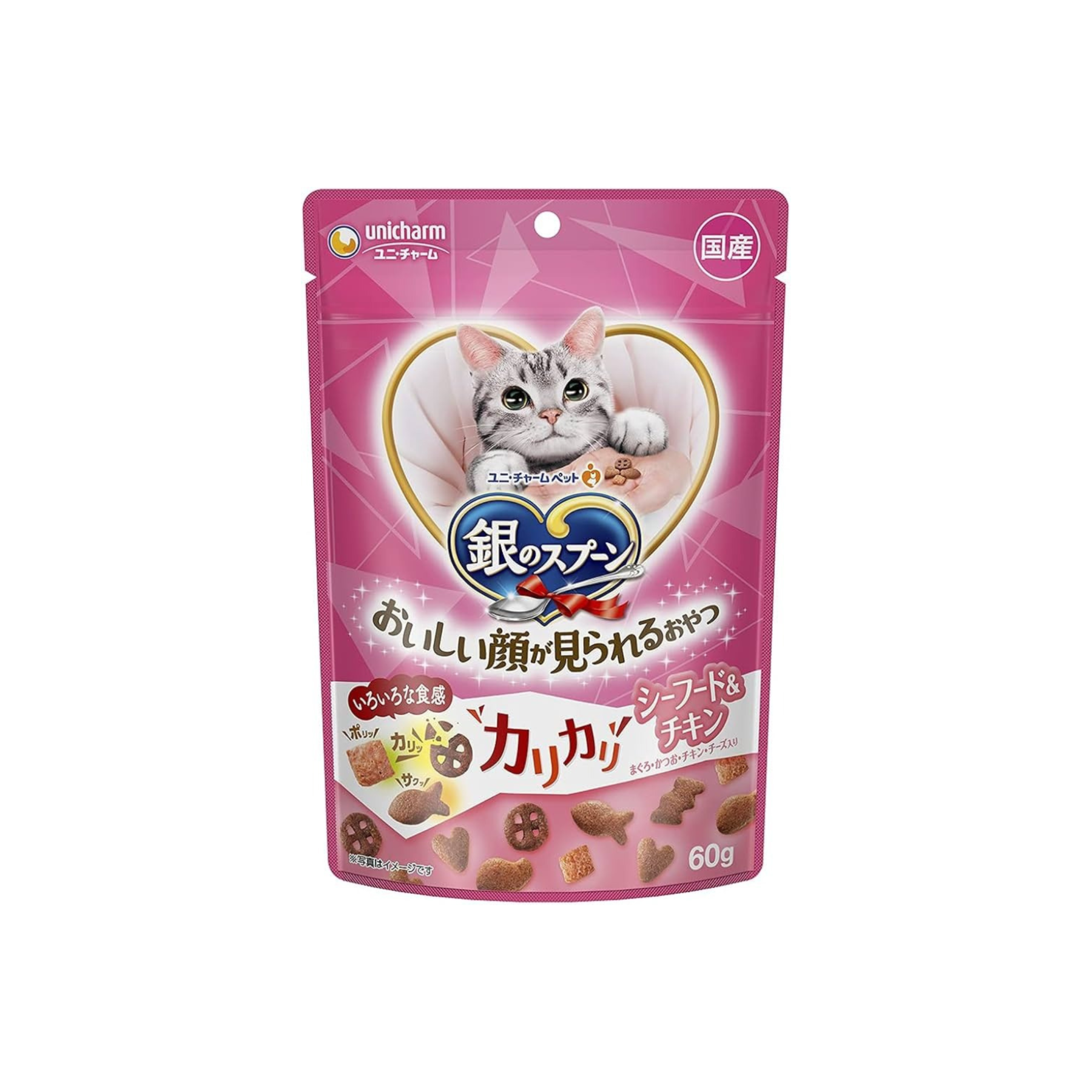 unicharm-*銀匙 - 貓咪脆餅60g【海鮮味腎臓健康配方】(4520699660966)[平行進口]