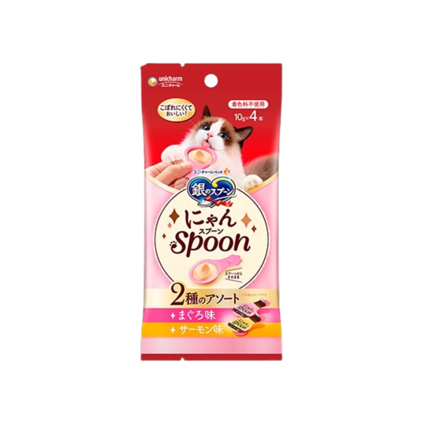 unicharm-*【吞拿魚&三文魚味】三星銀匙 Spoon 匙羹零食10g×4袋(4520699696613)[平行進口]