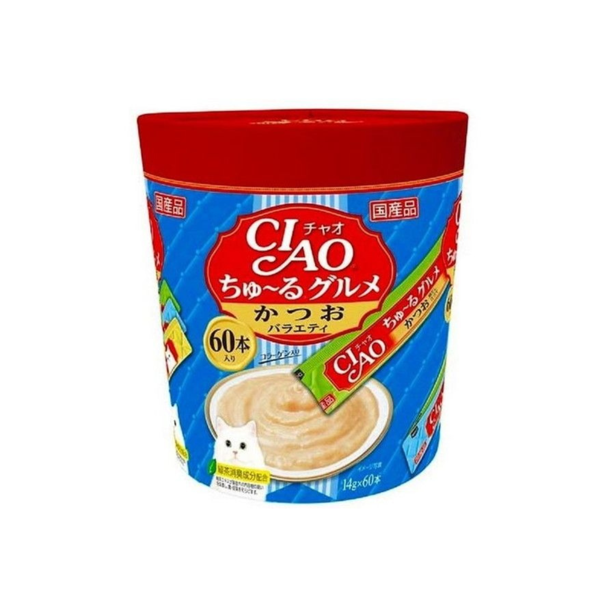 CIAO-*(60條)鰹魚-精選3種口味貓條 14g(4901133718878)[平行進口]
